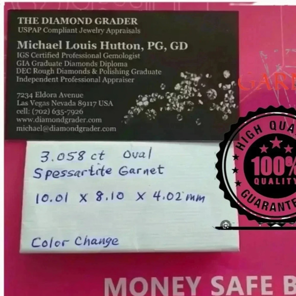 3.058 ct oval spessartite GARNET HIGHEST QUALITY COLOR CHANGE REDTO PURPLEnaturl - Picture 11 of 11